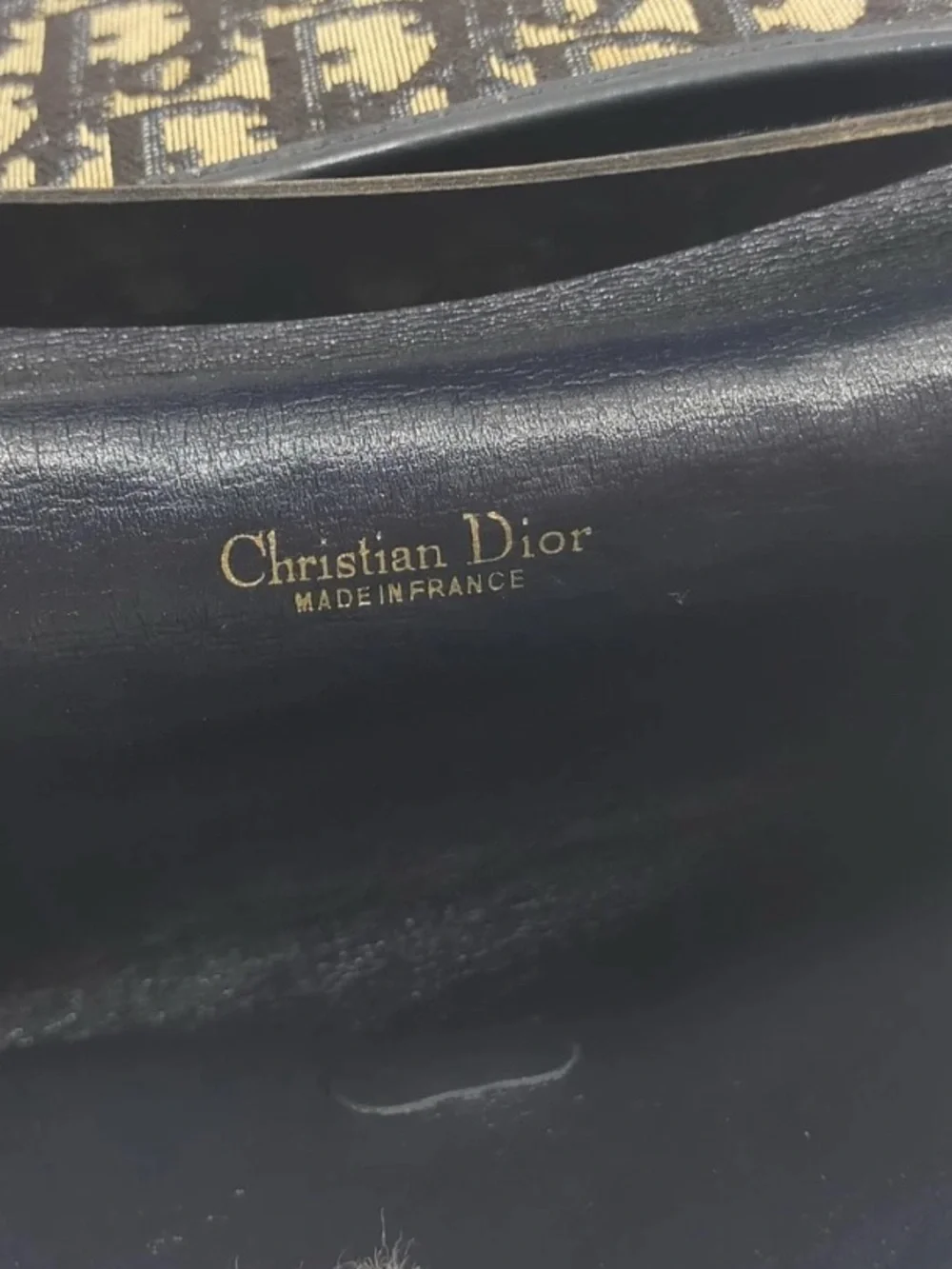 Vintage Christian Dior Oblique Monogram Navy Canvas Chain Clutch Flap Bag - Picture 8 of 8